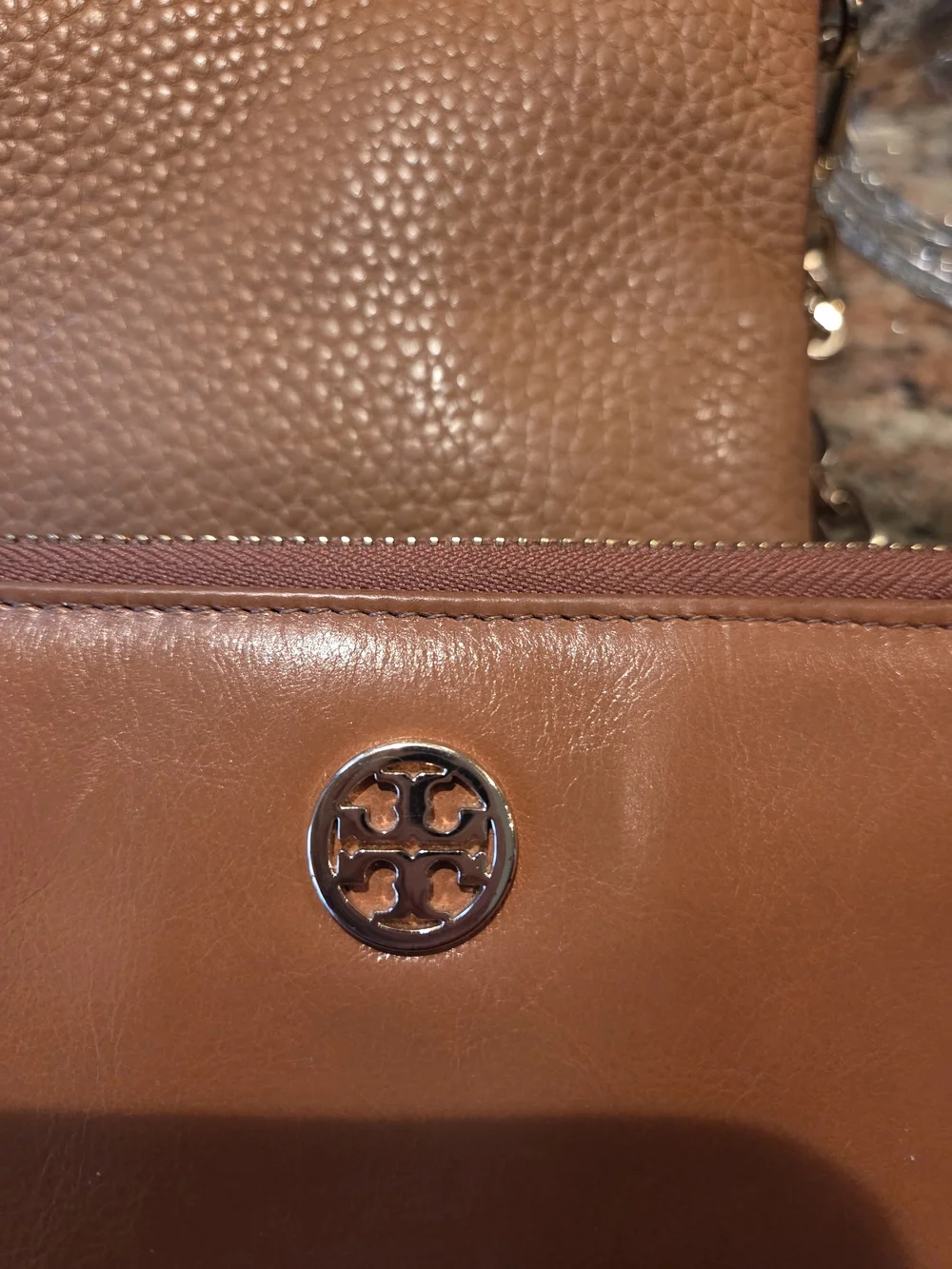 Tory Burch Caramel Leather Crossbody Bag with Matching Wallet
